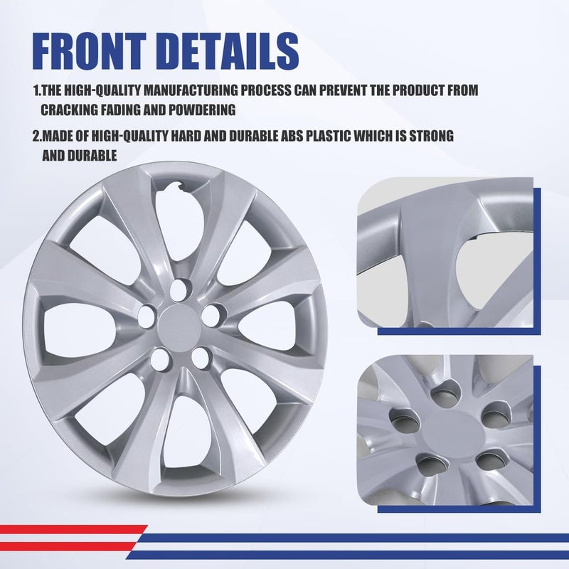 Winjet Wheel Covers Replacements Fits16 Inch Hubcaps for [2009-2025 Toyota Corolla] & [2009-2014 Toyota Matrix] Wheel Rim Covers, Only Fit for Iron Hub - Steel Wheel (16 Inch Set of 4, Lacquer) - Image 3